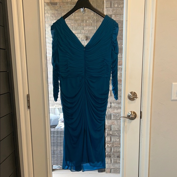 Adrianna Papell Teal Long Sleeve Dress Size 16 - Picture 4 of 7